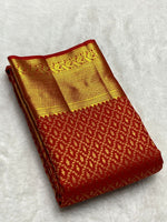 Load image into Gallery viewer, Classic Tangerine Orange 2gm Zari Bridal Elegance Kanchipuram Handloom Silk Saree SS24102
