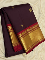Load image into Gallery viewer, Classic Dark Coffee Brown &amp; Brick Red 2gm Zari Vintage Elegance Kanchipuram Handloom Silk Saree SS27666
