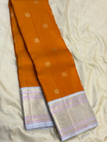 Load image into Gallery viewer, Classic Burnt Orange &amp; Pastel Ice Blue 2gm Zara Elegance Kanchipuram Handloom Silk Saree SS28276
