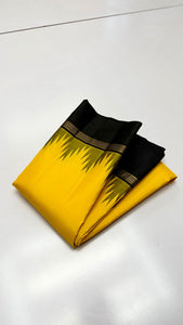 Classic Sunny Yellow & Black Kanchipuram Handloom Silk Saree SS25933