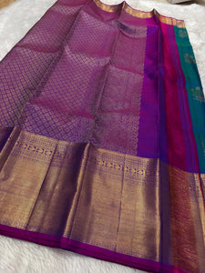 Classic Peacock Blue & Vadamalli 2gm Zari Bridal Elegance Kanchipuram Handloom Silk Saree SS26270