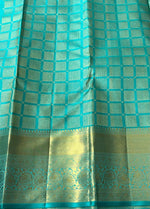 Load image into Gallery viewer, Classic Turquoise 2gm Zari Bridal Elegance Kanchipuram Handloom Silk Saree SS23867
