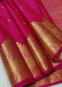Classic Dark Pink Elegance Handloom Soft Silk Saree SS26490
