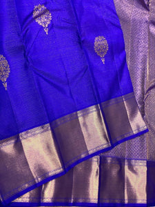 Classic Robin Blue 2gm Zari Vaira Oosi Kanchipuram Handloom Silk Saree SS26516