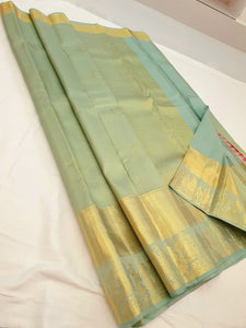 Classic Light Green 2gm Zari Vaira Oosi Bridal Elegance Kanchipuram Handloom Silk Saree SS25503