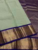 Load image into Gallery viewer, Classic Fern Green &amp; Royal Blue 1gm Zari Kanchipuram Handloom Silk Saree SS25811
