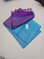 Load image into Gallery viewer, Classic Sky Blue &amp; Purple Elegance Handloom Soft Silk Saree SS25671
