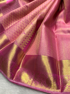 Classic Fuchsia Pink 2gm Zari Bridal Elegance Kanchipuram Handloom Silk Saree SS25296