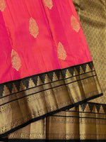 Load image into Gallery viewer, Classic Rose Pink &amp; Charcoal Black 2gm Zari Elegance Kanchipuram Handloom Silk Saree SS24605
