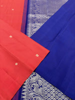 Load image into Gallery viewer, Classic Tomato Red &amp; Blue 1gm Zari  Elegance Kanchipuram Handloom Silk Saree SS24761
