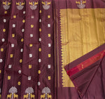 Load image into Gallery viewer, Classic Deep Brown 1gm Zari Elegance Kanchipuram Handloom Silk Saree SS27057
