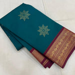 Load image into Gallery viewer, Classic Teal Green &amp; Plum Elegance Kanchipuram Handloom Silk Saree SS27842
