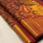 Load image into Gallery viewer, Classic Dark Chocolate Bridal Elegance Kanchipuram Handloom Silk Saree SS26862

