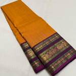 Load image into Gallery viewer, Classic Golden Yellow &amp; Wine Red 2gm Zari Elegance Kanchipuram Handloom Silk Saree SS24628
