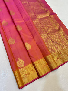 Classic Rose Pink Elegance Kanchipuram Handloom Silk Saree SS24320