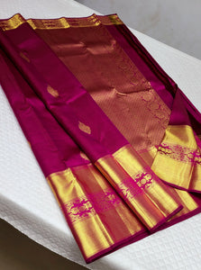 Classic Wine Red 1gm Zari Kanchipuram Handloom Silk Saree SS26198