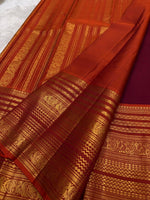Load image into Gallery viewer, Classic Maroon &amp; Sunset Orange Bridal Elegance Kanchipuram Handloom Silk Saree SS27250
