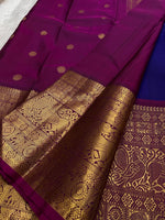 Load image into Gallery viewer, Classic Royal Blue &amp; Vadamalli Kanchipuram Handloom Silk Saree SS26836
