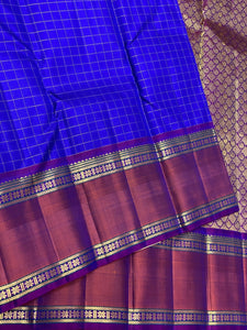 Classic Royal Blue & Purple 2gm Zari Elegance Kanchipuram Handloom Silk Saree SS25319