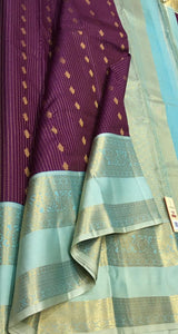 Classic Plum & Sky Blue Elegance Handloom Soft Silk Saree SS26466