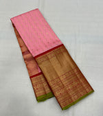 Load image into Gallery viewer, Baby Pink &amp; Carmine Red Korvai Bridal Elegance Kanchipuram Handloom Silk Saree SS17116
