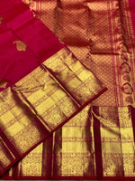 Load image into Gallery viewer, Classic Deep Pinkish Red 2gm Zari Bridal Elegance Kanchipuram Handloom Silk Saree SS24774
