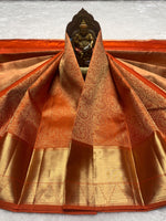 Load image into Gallery viewer, Classic Rust Orange 2gm Zari Bridal Elegance Kanchipuram Handloom Silk Saree SS28249
