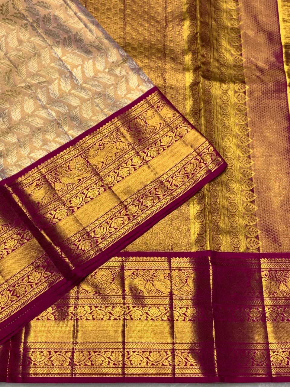 Pastel Pink & Ruby Pink 2gm Zari Bridal Elegance Kanchipuram Handloom Silk Saree SS25284