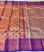 Load image into Gallery viewer, Classic Pastel Peach &amp; Blue 2gm Zari Elegance Kanchipuram Handloom Silk Saree SS25248
