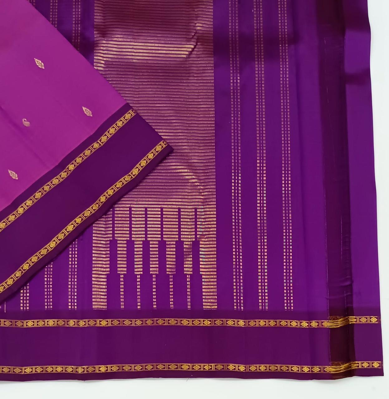 Classic Lavender & Purple 2gm Zari Rettai Kanchipuram Handloom Silk Saree SS26517