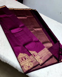 Classic Berry Wine 2gm Zari Bridal Elegance Kanchipuram Handloom Silk Saree SS24722