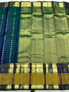 Classic Peacock Green 2gm Zari Elegance Kanchipuram Handloom Silk Saree SS25453