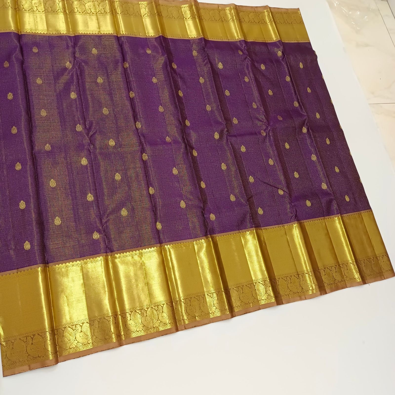 Classic Vadamalli Purple 2gm Zari Vaira Oosi Bridal Elegance Kanchipuram Handloom Silk Saree SS24462