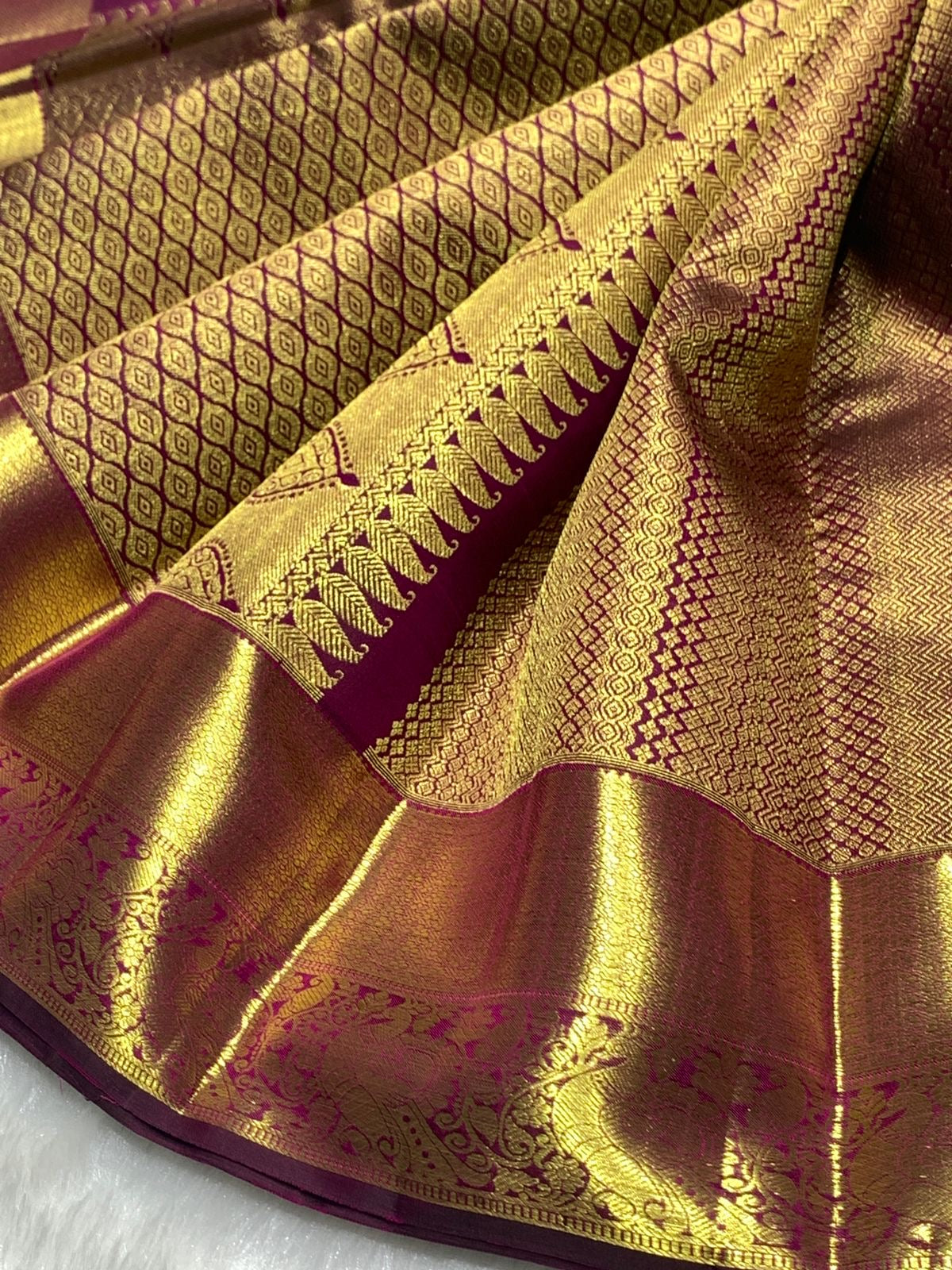 Classic Wine Pink 2gm Zari Bridal Elegance Kanchipuram Handloom Silk Saree SS25270