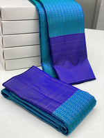 Load image into Gallery viewer, Classic Blue &amp; Royal Blue 2gm Zari Elegance Kanchipuram Handloom Silk Saree SS25343
