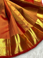 Load image into Gallery viewer, Classic Brick Orange 2gm Zari Bridal Elegance Kanchipuram Handloom Silk Saree SS25721

