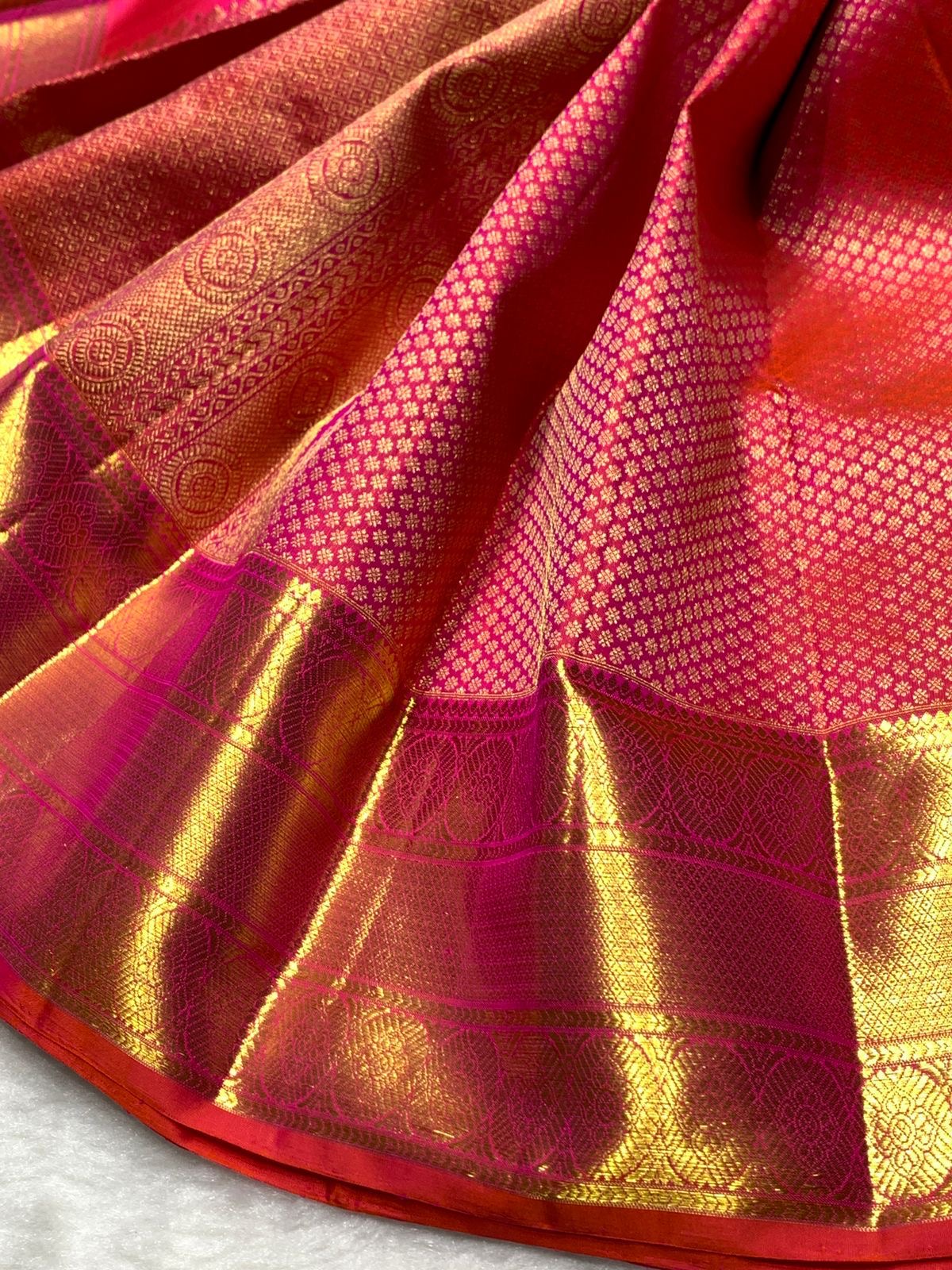 Classic Hot Pink 2gm Zari Bridal Elegance Kanchipuram Handloom Silk Saree SS25371