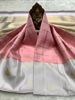Load image into Gallery viewer, Classic Pink &amp; Grey 2gm Zari Kanchipuram Handloom Silk Saree SS25931
