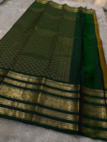 Load image into Gallery viewer, Classic Mustard &amp; Green 2gm Zari Elegance Kanchipuram Handloom Silk Saree SS24780
