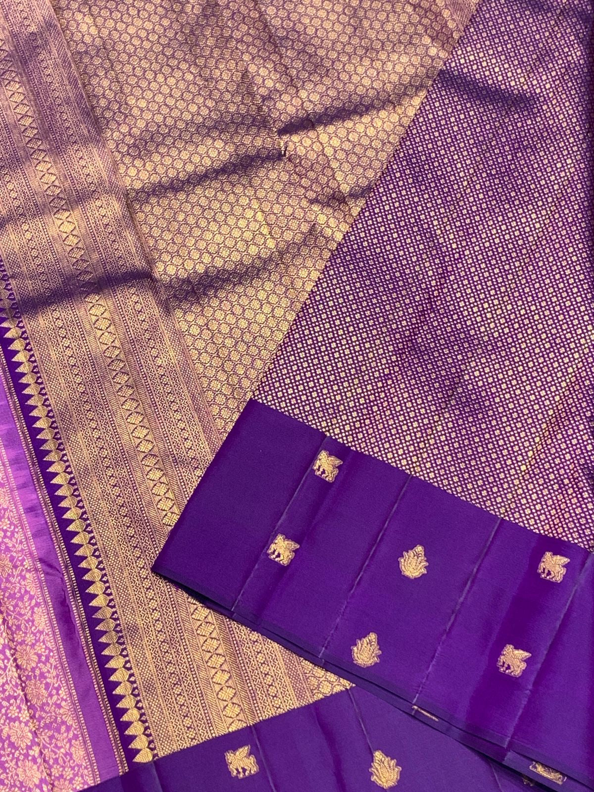 Classic Lilac Pink & Purple 2gm Zari Elegance Kanchipuram Handloom Silk Saree SS25366