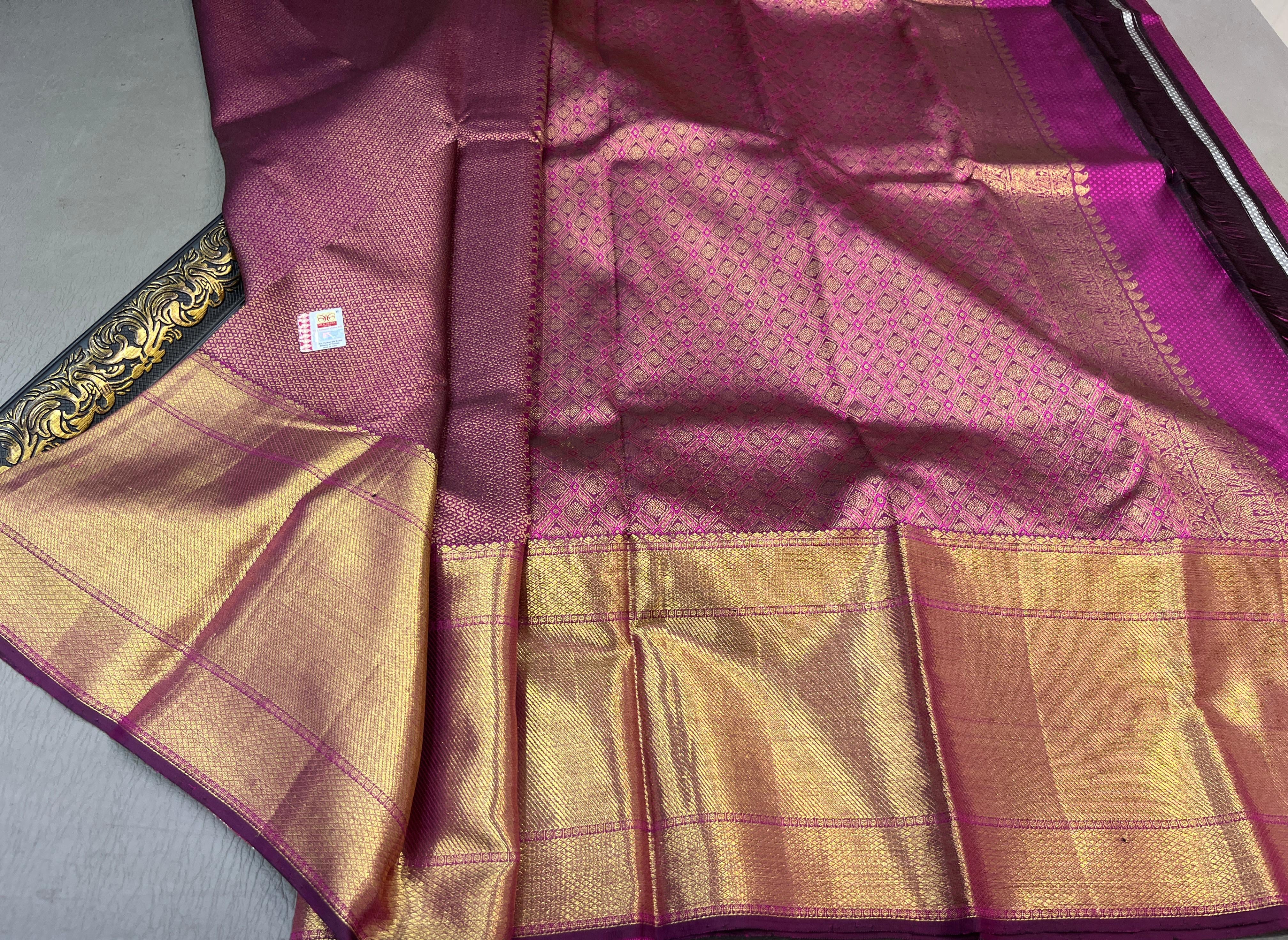 Classic Wine Red Bridal Elegance Kanchipuram Handloom Silk Saree SS23594