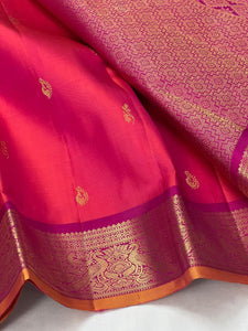 Classic Dark Pink & Wine Red 2gm Zari Bridal Elegance Kanchipuram Handloom Silk Saree SS24601