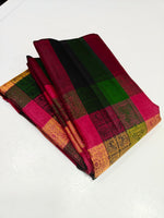 Load image into Gallery viewer, Classic Wine Red Checker 2gm Zari Elegance Kanchipuram Handloom Silk Saree SS28648
