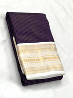 Load image into Gallery viewer, Classic Aubergine &amp; Pastel Grey 2gm Zari Elegance Kanchipuram Handloom Silk Saree SS25301
