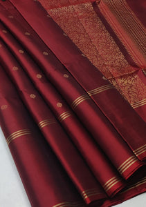 Classic Brick Red Elegance Handloom Soft Silk Saree SS25545