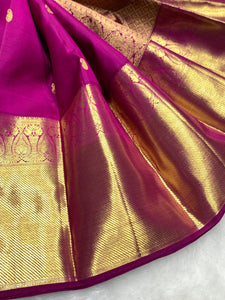 Classic Magenta Purple 2gm Zari Bridal Elegance Kanchipuram Handloom Silk Saree SS25367