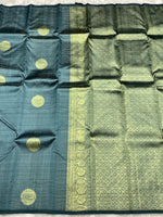 Load image into Gallery viewer, Classic Mettallic Grey 2gm Zari Kanchipuram Handloom Silk Saree SS25972
