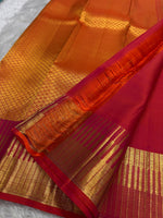 Load image into Gallery viewer, Classic Apricot Orange 2gm Zari Korvai Bridal Elegance Kanchipuram Handloom Silk Saree SS28295
