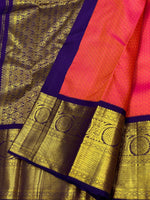 Load image into Gallery viewer, Classic Tomato Red &amp; Navy Blue 2gm Zari Elegance Kanchipuram Handloom Silk Saree SS24691
