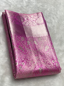 Classic Onion Pink 2gm Zari Kanchipuram Handloom Silk Saree SS26099